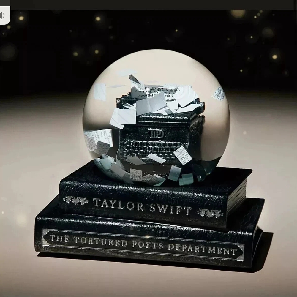 Taylor Swift Black and Silver Snow Globe with Typewriter